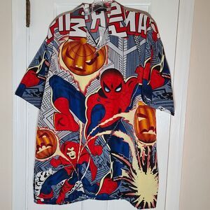 Spiderman Button Down Shirt AOP Size Large NWT